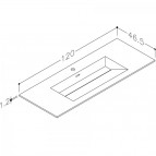 KAME Corian izlietne, ar krāna caurumu, 120 cm, matēta balta 2