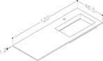 KAME Corian izlietne, ar krāna caurumu, 120 cm, matēta balta 2