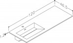KAME Corian izlietne, ar krāna caurumu, 120 cm, matēta balta  2
