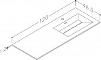 KAME Corian izlietne, ar krāna caurumu, 120 cm, matēta balta  2
