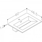 KAME Corian izlietne, ar krāna caurumu, 60 cm, matēta balta 2