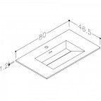 KAME Corian izlietne, ar krāna caurumu, 80 cm, matēta balta 2