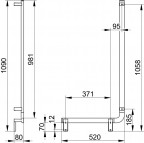 Keuco Axess leņķveida dušas stienis kreisā puse 52x109 cm,Melns matēts 10