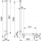 Keuco Axess leņķveida dušas stienis labā puse 52x109 cm, Hroms 11