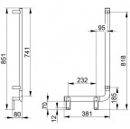 Keuco Axess leņķveida dušas stienis kreisā puse 38x85 cm, Melns matēts 10