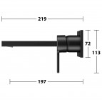 KEUCO Edition 11 izlietnes maisītājs no sienas 219 mm, Melns matēts 6