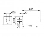 KEUCO IXMO Square vannas izteces snīpis 180 mm, Hroms 6