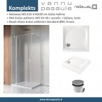 Komplekts NES KDJ II 90x90 cm dušas kabīne + PAA paliknis+ Sifons