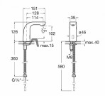 L20 Elektriskais izlietnes jaucējkrāns (iepriekš sajaukts ūdens).1,5V 4