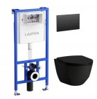 Laufen Komplekts pods Pro new Rimless + rāmis + poga melns matēts