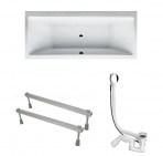 Komplekts Laufen Pro vanna 180x80 cm+kājiņas+sifons, Balta 