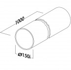 ventilācijas kanāls, apaļš Ø 150 mm, 1000 mm 2