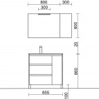 Mēb. kompl. Arenys - skapis ar izl. 855x860 + spogulis ar apg. 800x600 2