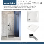Komplekts NES KDJ II 90x90 cm dušas kabīne + PAA paliknis + Sifons
