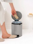 NewIcon atkritumu tvertne ar pedāli 5 litri - mīksta, pelēka 5