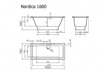 Nordica vanna 1600 x 75 cm, balta  6