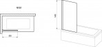 NVS1 vannas sieniņa 80cm, fiksēta , balts matēts/caurspīdīgs 2