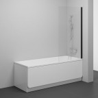 NVS1 vannas sieniņa 80cm, fiksēta ,melns/caurspīdīgs