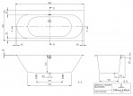 Oberon 2.0 Duo vanna 1800x800 mm, ar kājām un sifonu, balta Quaryl® 2