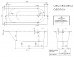 Oberon Solo vanna 180x80 cm ar kājām, balta Quaryl® 5