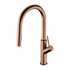 Omnires Bend virtuves maisītājs ar izvelkamu izteku, Brushed copper