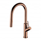 Omnires Bend virtuves maisītājs ar izvelkamu izteku, Polished copper