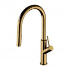 Omnires Bend virtuves maisītājs ar izvelkamu izteku, Polished gold
