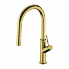 Omnires Bend virtuves maisītājs ar izvelkamu izteku, Brushed brass