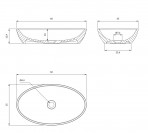 Omnires Siena M+ izlietne uz virsmas 60x35 cm, Gloss white 5