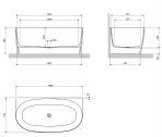 Omnires Valencia M+ vanna pie sienas 148x77 cm, Gloss white 4
