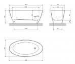 Omnires Siena M+ brīvi stāvoša vanna 161x81 cm, Gloss white 2
