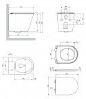 Omnires Tampa Rimless tualetes pods ar SC vāku, Balts 7