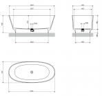 Omnires Neo M+ brīvi stāvoša vanna 158x72 cm, Gloss white 4