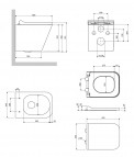Omnires Fontana Rimless tualetes pods ar SC vāku, Balts 4