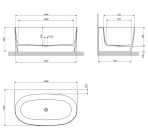 Omnires Valencia M+ vanna pie sienas 148x86 cm, Gloss white 4