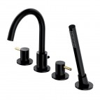 Omnires Y 4 caurumu vannas maisītājs, Brushed Gold/ Matt Black