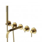 Omnires Y 5 caurumu vannas maisītājs ar garu snīpi, Brushed Brass