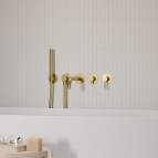 Omnires Y 5 caurumu vannas maisītājs ar garu snīpi, Brushed Gold 5