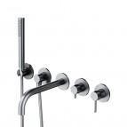 Omnires Y 5 caurumu vannas maisītājs ar garu snīpi, Brushed Nickel