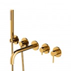 Omnires Y 5 caurumu vannas maisītājs ar garu snīpi, Polished Gold