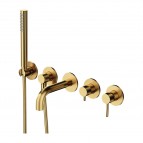 Omnires Y 5-caurumu vannas/dušas maisītāju sistēma, Brushed brass