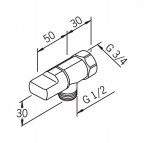 Oras ventilis veļasmašīnai G3/4 x G1/2 2