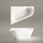 PAA Vanna Deco Corner D 1600×1270 mm, Silkstone®,Balta matēta 7