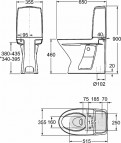 Унитаз Spira Rimfree, приподнятый, вертикальный слив, белый IC 2