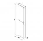 PURE Vannas istabas augstais skapis 180x40x12,6 cm,2D, Melns matēts 3