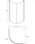 Pusapaļš dušas stūris 100 x 100 cm, pulēti profili, 6mm stikls 7