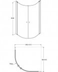 Pusapaļš dušas stūris 90 x 100 cm, pulēti profili, 6mm stikls 7