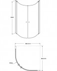 Pusapaļš dušas stūris 90 x 90 cm, pulēti profili, 6mm stikls 7