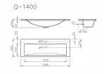 Vispool izlietne bez pārplūdes Q-1400 1395x500 mm, Balta 3