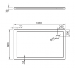 QZ-145 dušas paliktnis 1450 x 800 x 30 mm, Balts 3